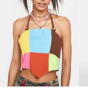 Ragged Priest rodeo patchwork halter top